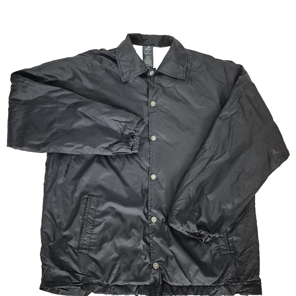 Athletrium Jacket Mens‎ Small Black Nylon Coaches Windbreaker Lined Snap Front